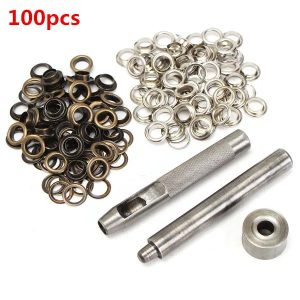 100pcs 8mm Copper Eyelets Kit - Hollow Punch Tools for Leather Craft & Belts