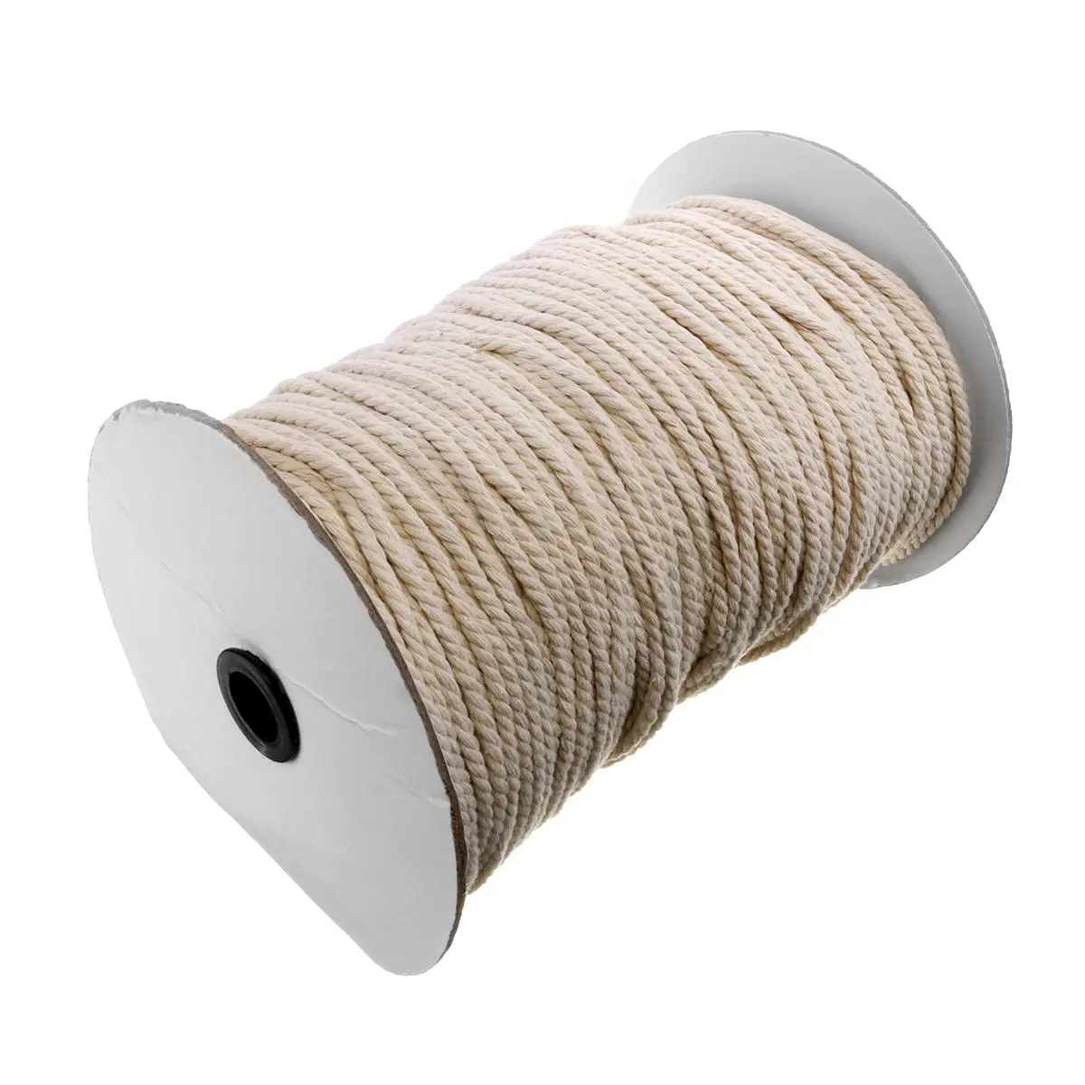 4mm Braided Cotton Rope - 3 Strand Natural Twisted Cord for Crafts & Tools