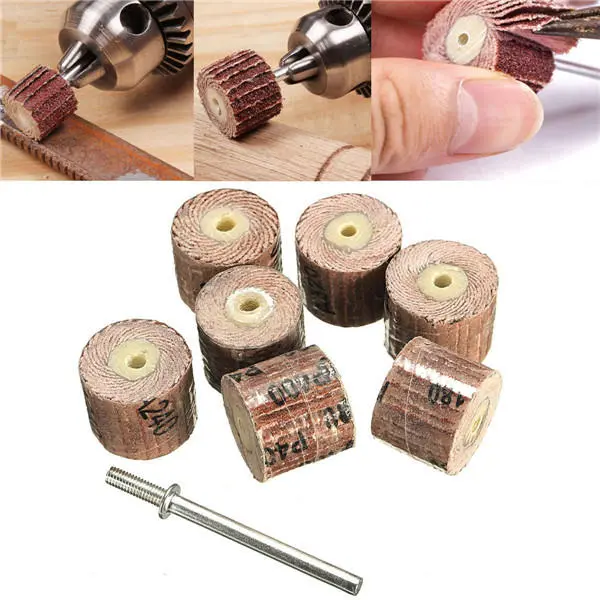 Dremel Sanding Wheel Kit - 7pcs Flap Wheels 80-600 Grit with 1/8 Inch Mandrel