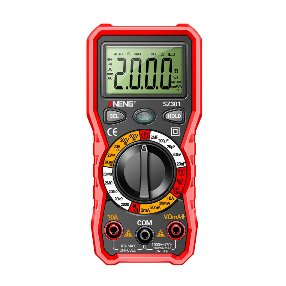 ANENG SZ301 Digital Multimeter | AC/DC Voltage Current Tester | Measures Resistance Capacitance