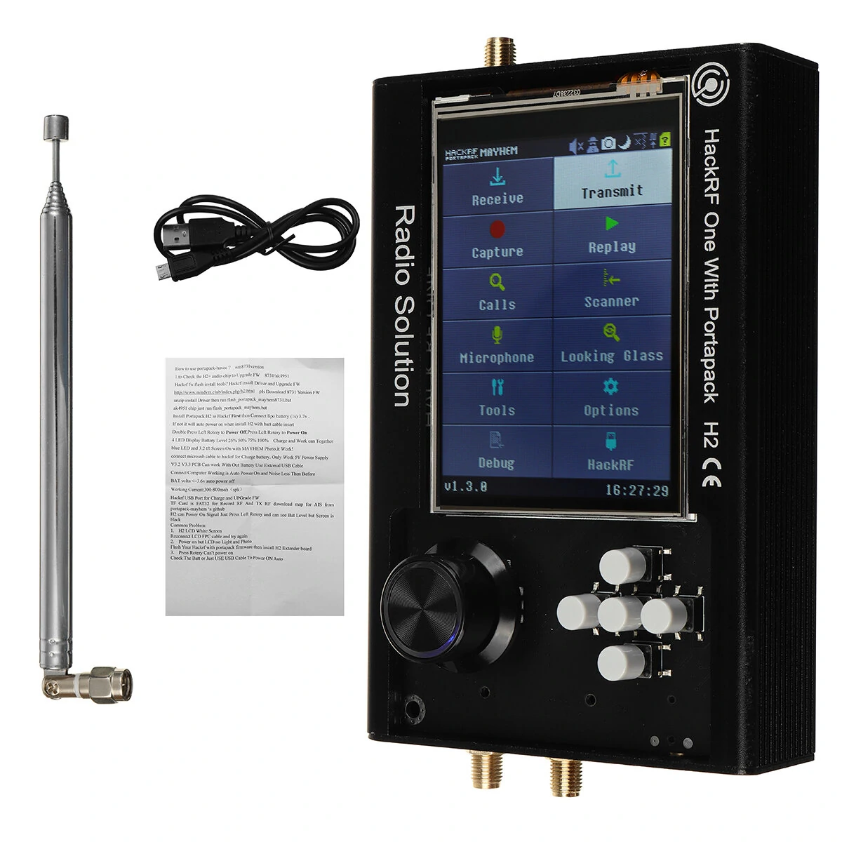 HackRF One PortaPack H2 - 3.2 TFT Radio Transceiver | Antenna & USB Cable