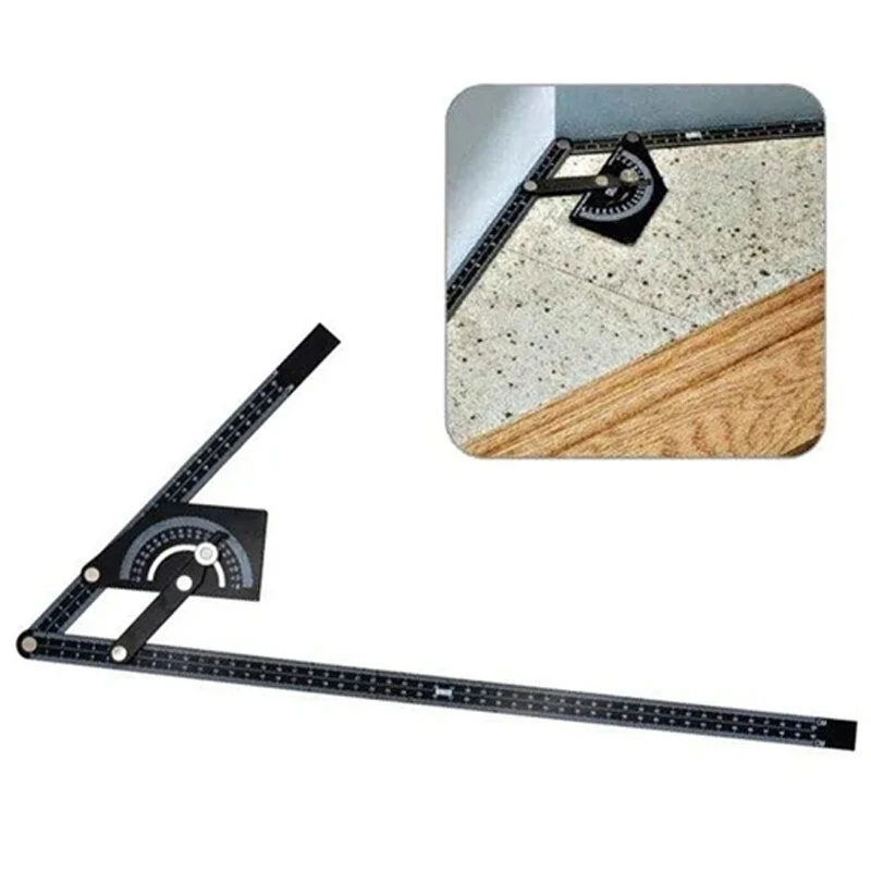 Universal Protractor Angle Ruler 0-180° | Aluminum Alloy Precision ±0.3 | 230x500mm Woodworking Measuring Tool