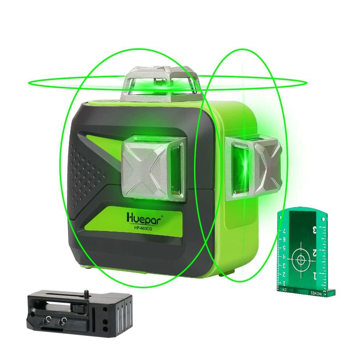 Huepar 603CG Green Beam Laser Level | 12 Lines 3D Self-Leveling | USB Rechargeable