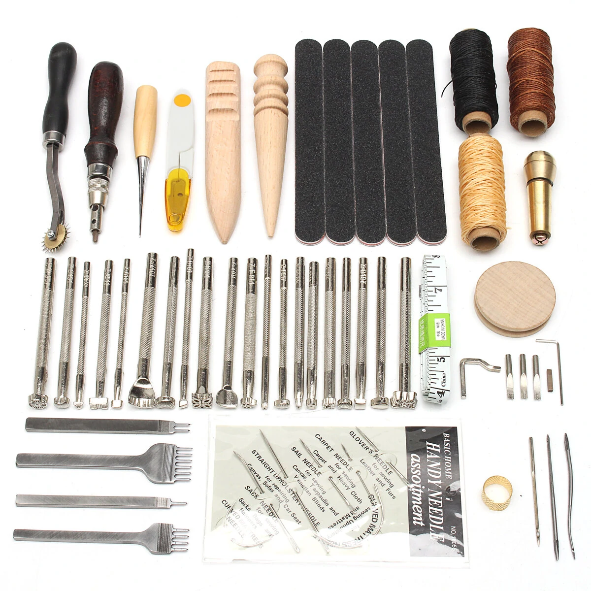 Leather Craft Hand Tools Kit - 59Pcs for Stitching & Stamping | Handmade Set