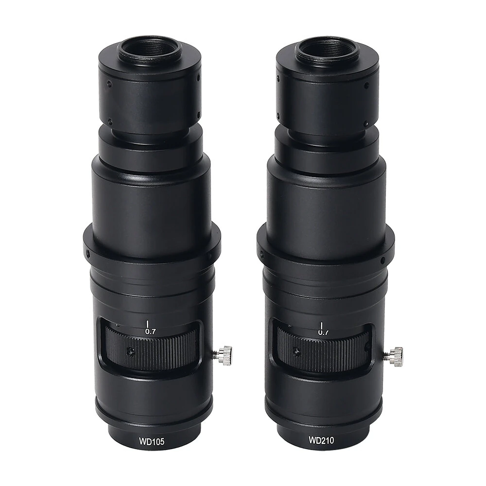 HAYEAR WD105 WD210 Microscope Lens | 0.7X-5X Zoom | 105mm/210mm Working Distance | C-Mount for Inspection & Soldering