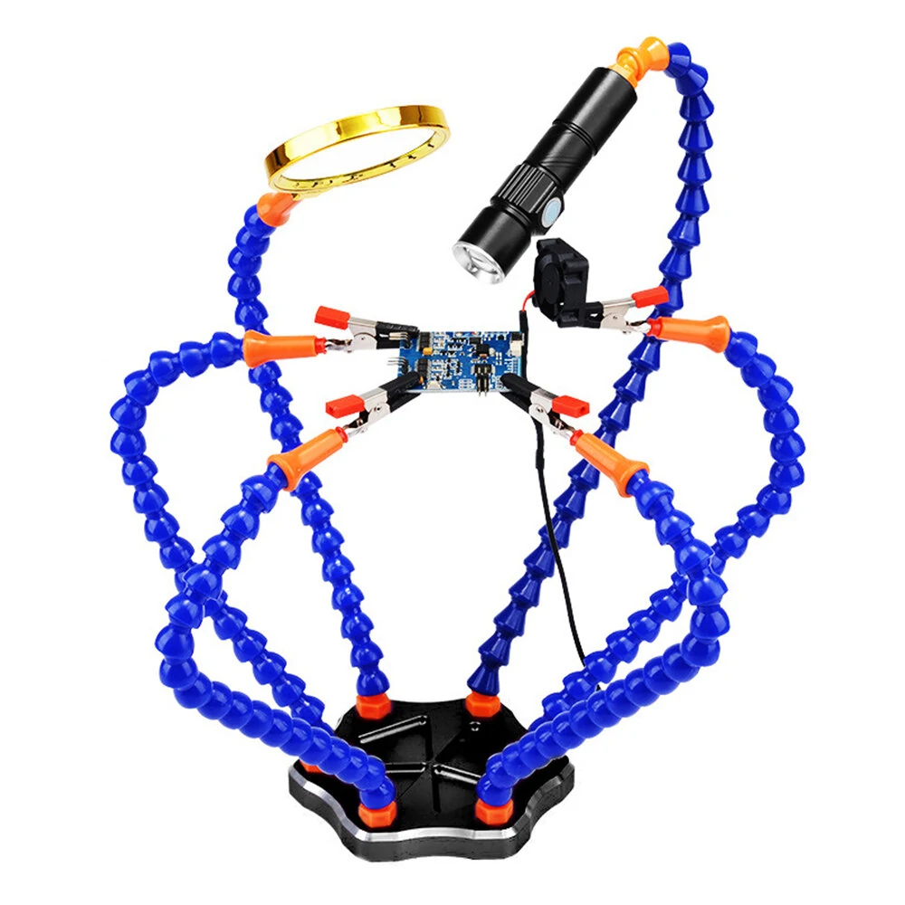 Multi-Functional Soldering Helping Hand | 6 Flexible Arms with Magnifier & Fan
