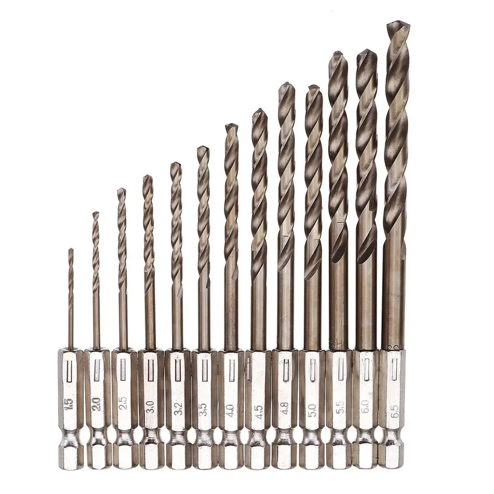 Drillpro 13pcs M35 Cobalt Drill Bit Set | 1.5-6.5mm | 1/4 Inch Hex Shank