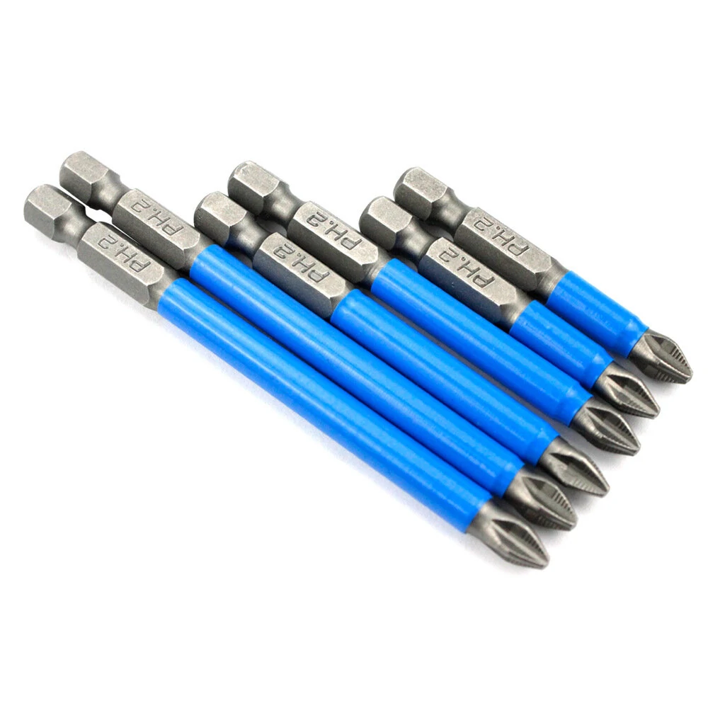 Drillpro 10Pcs Magnetic PH2 Screwdriver Bit | 1/4 Inch Hex Shank | Non-Slip S2 Steel