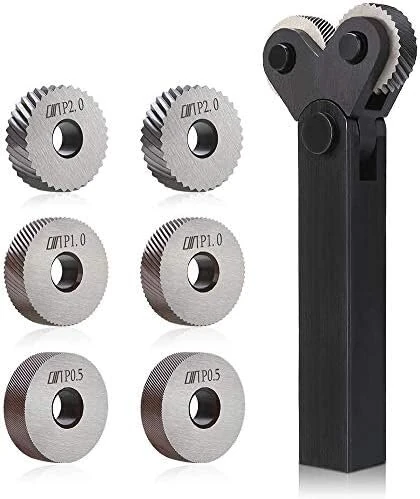 7pcs Steel Dual Wheel Knurling Tool Set - 0.5/1/2mm Pitch | Wood Turning