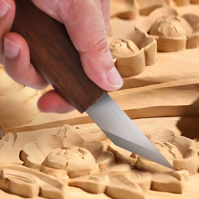 Precision Carving Knife - CRV Blade & Walnut Handle - Woodworking Sculpture Tool