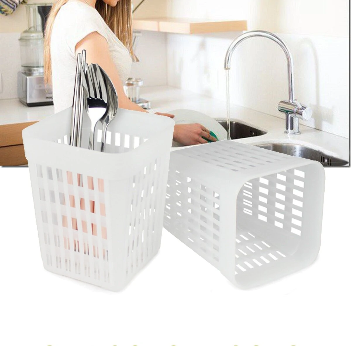 Hollow Storage Dishwasher Basket - Cutlery & Utensil Organizer Tray