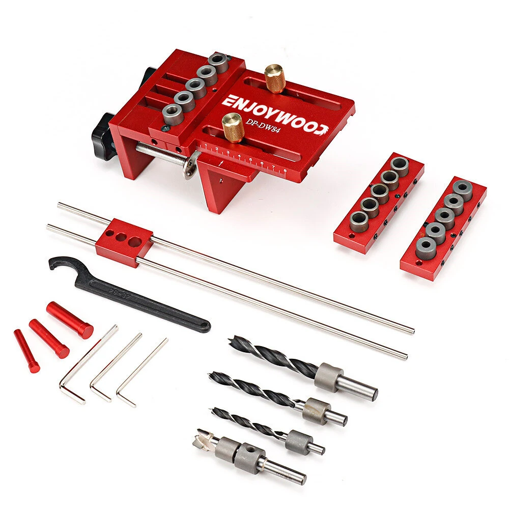 ENJOYWOOD 3-in-1 Adjustable Doweling Jig Kit | Pocket Hole Jig & Drilling Guide