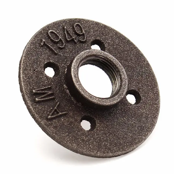 Black Malleable Iron Floor Flange - 3/4 Inch NPT Antique Wall Flange Seat