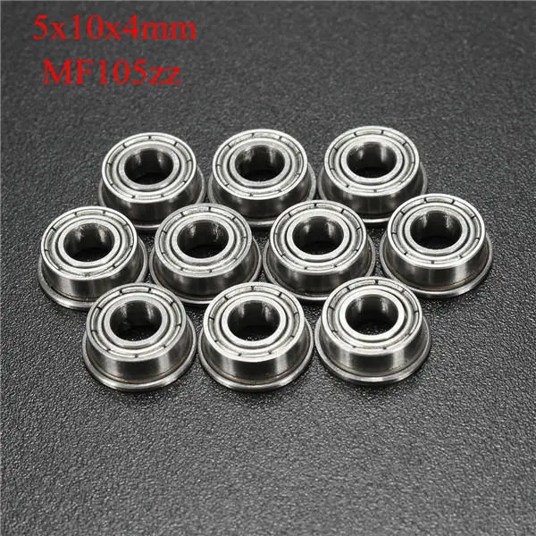 MF105ZZ Flanged Ball Bearings - 5x10x4mm Double Shielded - 10 Pack