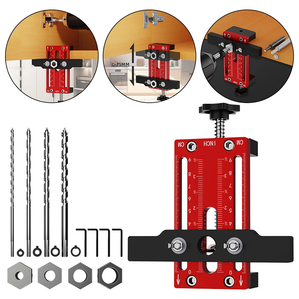 Upgrade Cabinet Door Mounting Jig - Aluminum Alloy Drill Locator for Framed & Frameless Cabinets | 10-85mm Thickness