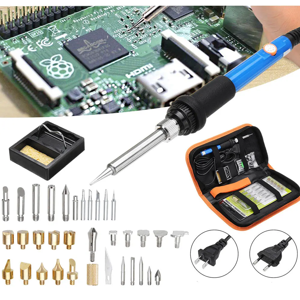37Pcs Wood Burning Kit - Adjustable Temperature Iron Pen & Solder Tool Set