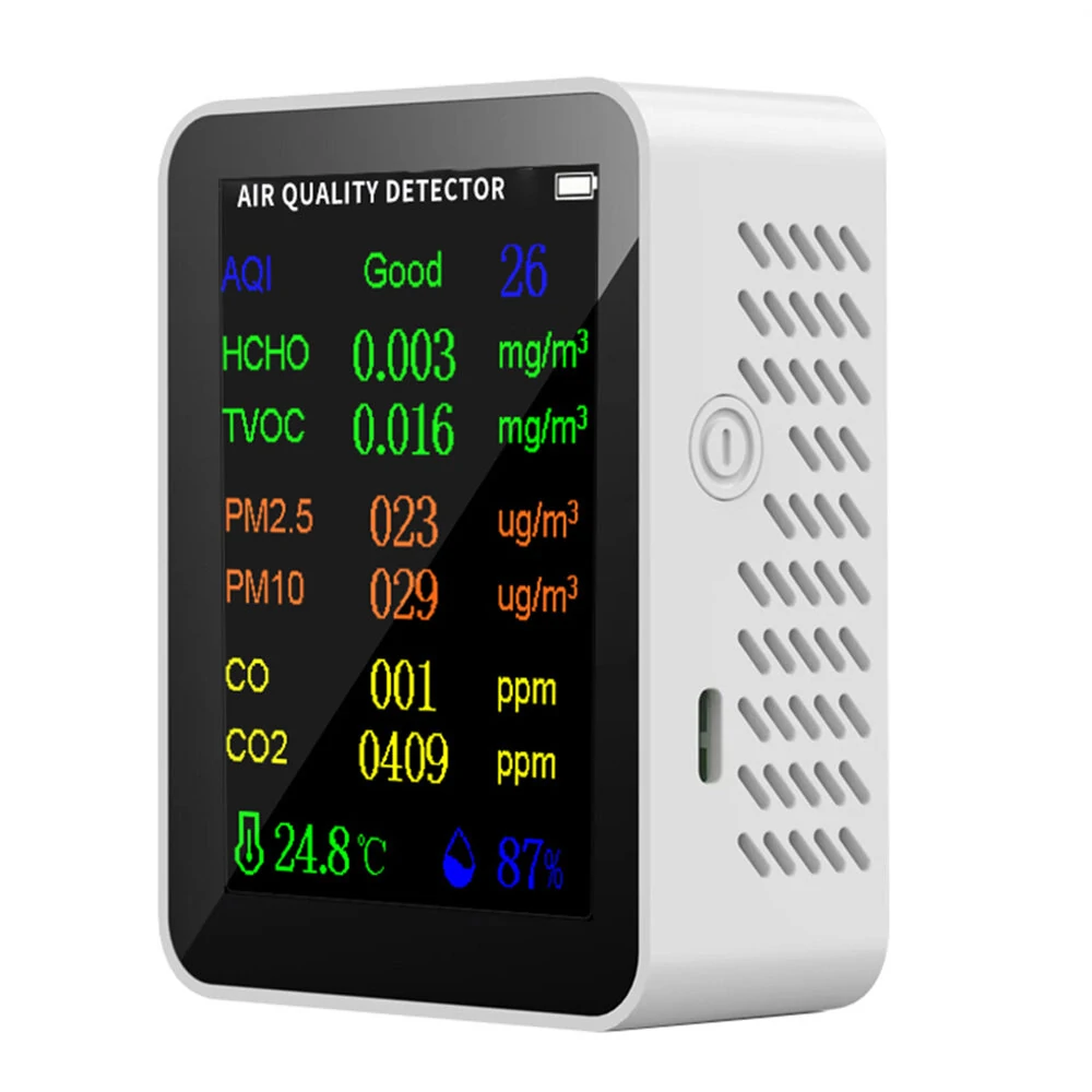 Air Quality Monitor - 9 in 1 PM2.5 CO2 Meter | Digital Temp Humidity Tester