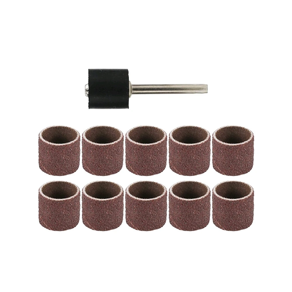 11pcs 12.7mm Sandpaper Roll Polishing Wheel Set - 100 Grit for Metal Rust Removal & Polishing