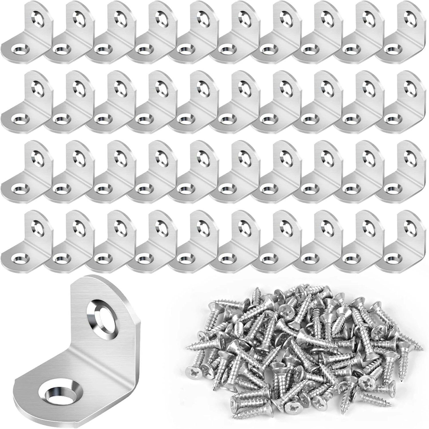L Bracket 40/16Pcs Stainless Steel 90 Degree Corner Braces with Screws | Furniture & Shelf Reinforcement