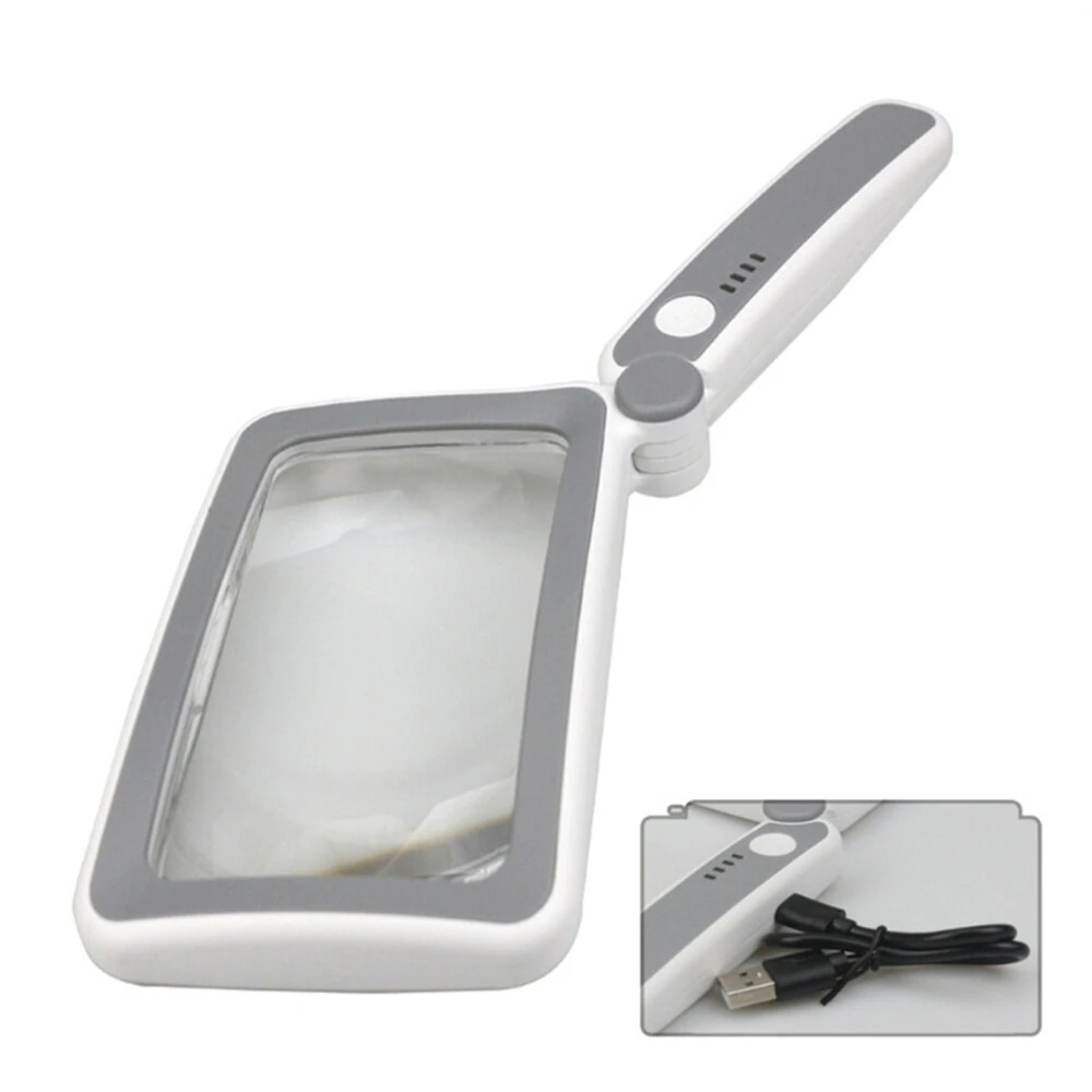 LED Illuminated Rechargeable Magnifying Glass | 4X Lens for Coins Stamps Jewelry