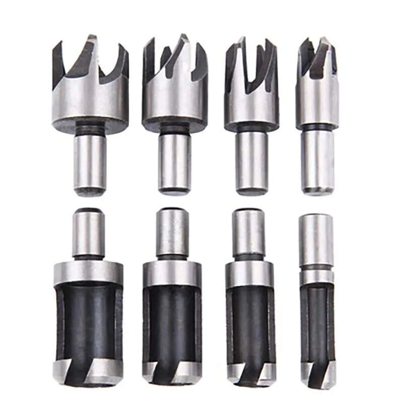 8PCS HSS Cork Drill Bit Set | Wood Plug & Tenon Cutter for Bored Holes
