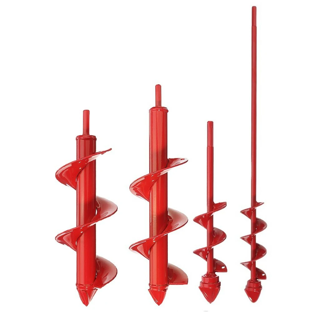 Drillpro Red Hard Alloy Auger Drill Bit - 4x22/45cm | Rust Proof Flower Bulb Planter