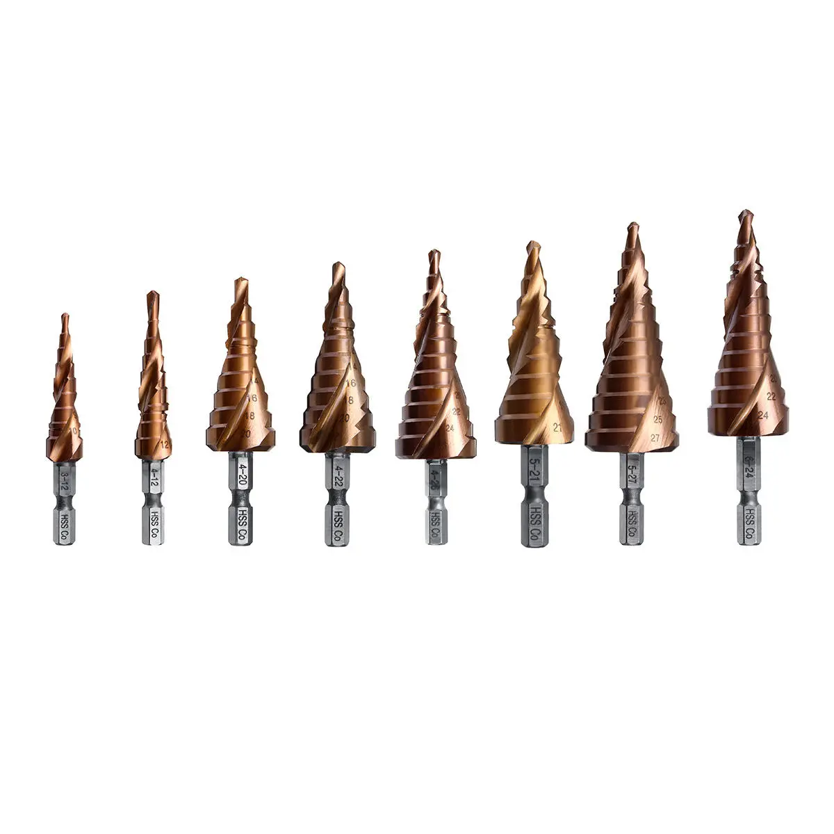 M35 Cobalt Step Drill Bit - 1/4 Inch Hex Shank | HSS-Co Spiral Groove