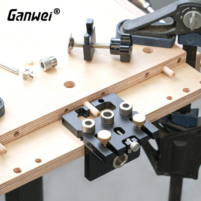 Ganwei 3-in-1 Woodworking Drilling Jig | CNC Aluminum Dowel & Cam Lock Guide