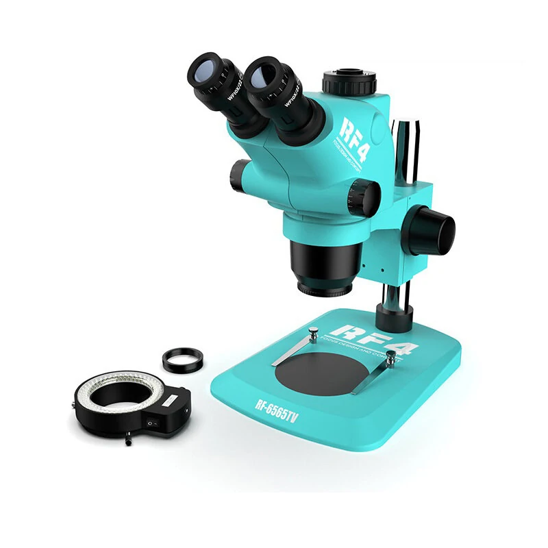 RF4 RF6565TV Trinocular Stereo Microscope | 6.5X-65X Zoom | 144 LED Lights