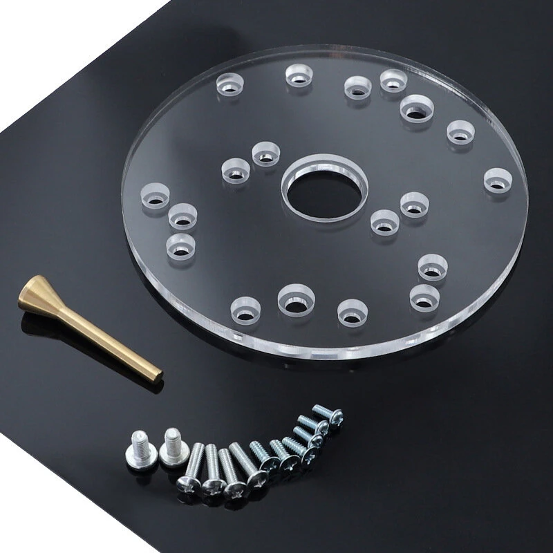Universal Router Base Plate - 7mm Acrylic with Brass Centering Pin & 11 Bushings