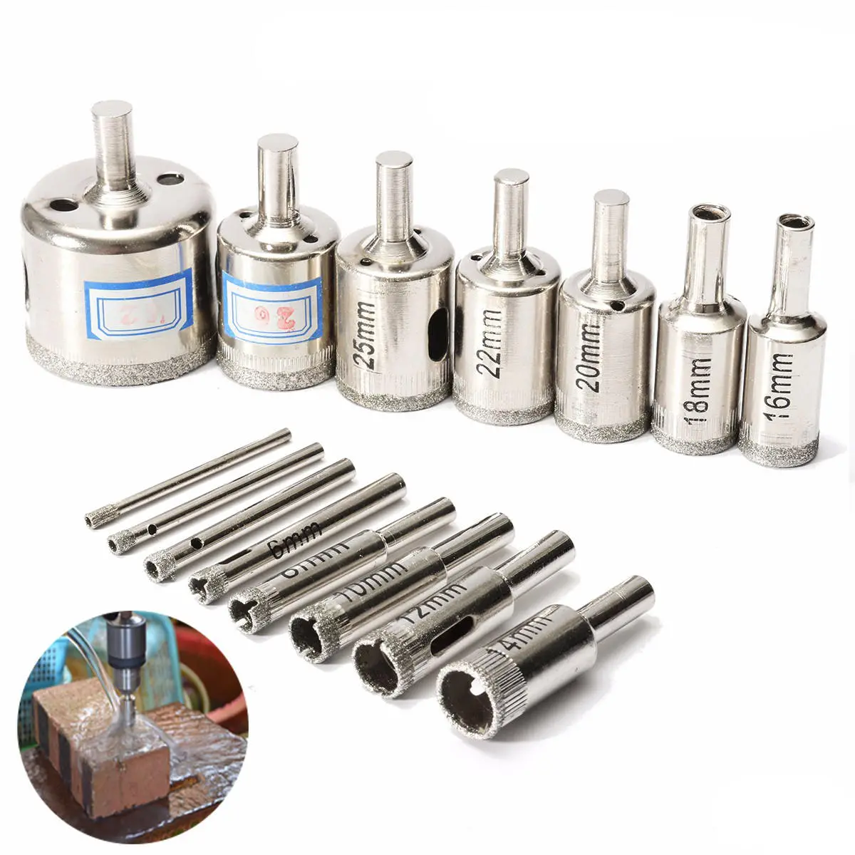 15pcs Diamond Hole Saw Set | 3-42mm Tile Ceramic Glass Porcelain Marble Drill Cutter
