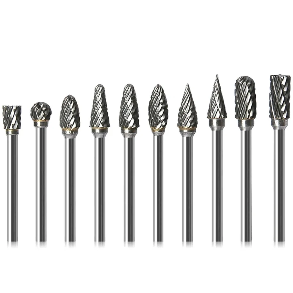 Carbide Tungsten Steel Rotary File - 10pcs Drill Grinding Head Set for Wood Carving