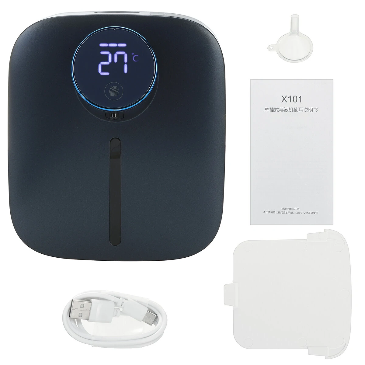 White/Blue Foam Hand Sanitizer Dispenser - Wall-Mounted Smart Sensor Soap Dispenser