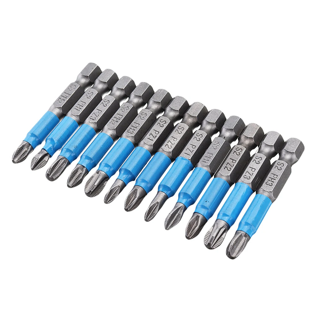 Drillpro 12pcs 1/4 Inch Hex Impact Screwdriver Bits | PH2 Phillips Magnetic Anti-Slip