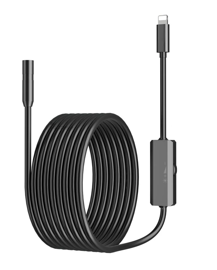 IOS Soft Line Endoscope Camera for iPhone - 8mm IP68 Waterproof Borescope | 8 LEDs