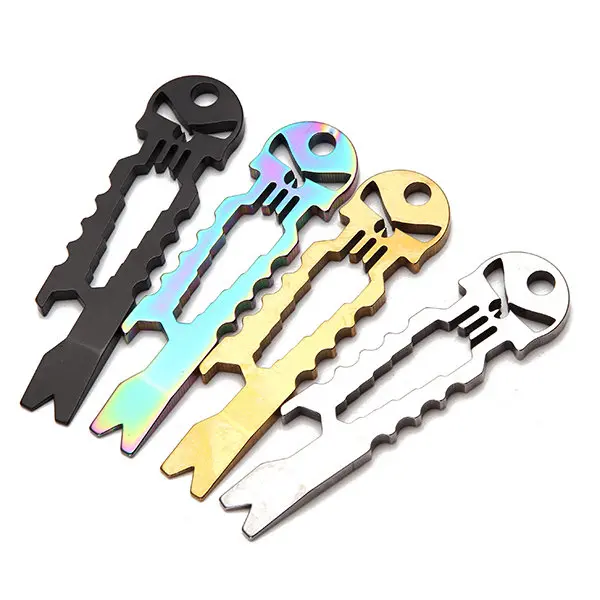 Skull Shape Multifunction Keychain - Stainless Steel Tactical EDC Multitool & Screwdriver