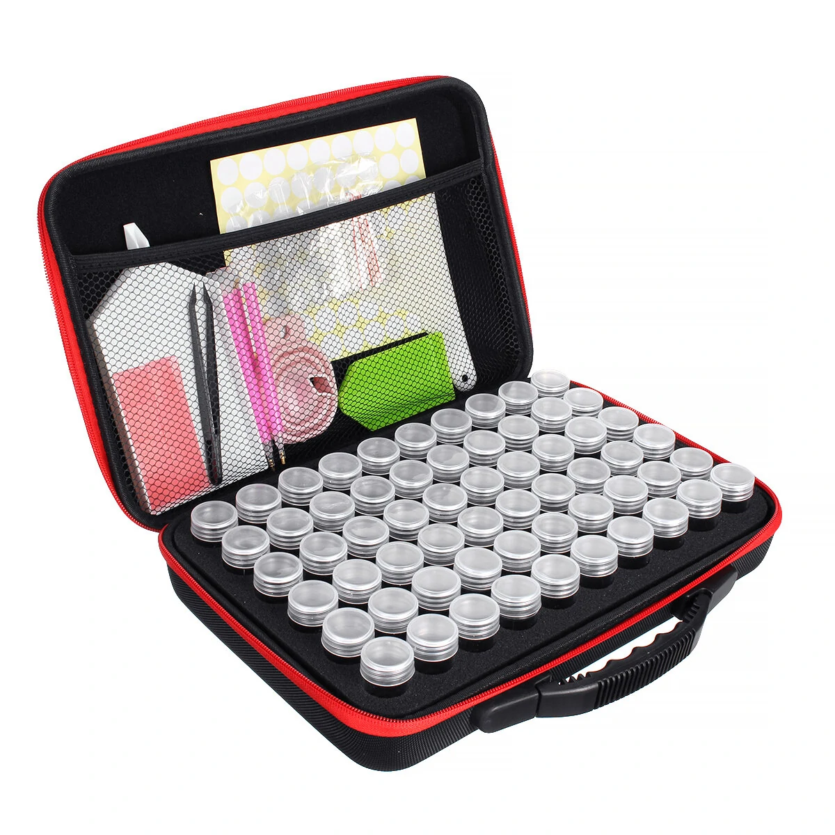 90-Piece Diamond Painting Kit - Blue/Purple/Black/Red Bottle Storage Box | 60 Compartment, Shockproof Anti-Drop