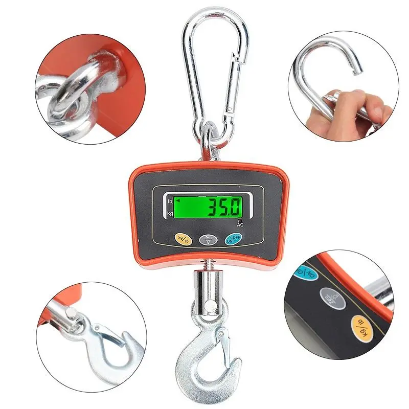 500KG/1100 LBS Digital Crane Scale | Heavy Duty Portable Hook Scale | 110V/220V Industrial Weighing Balance