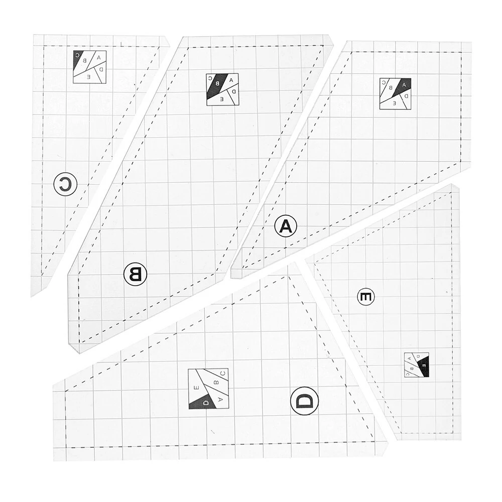 3-5Pcs Grid Sewing Ruler Template Kit | Hollow Square for Patchwork & DIY