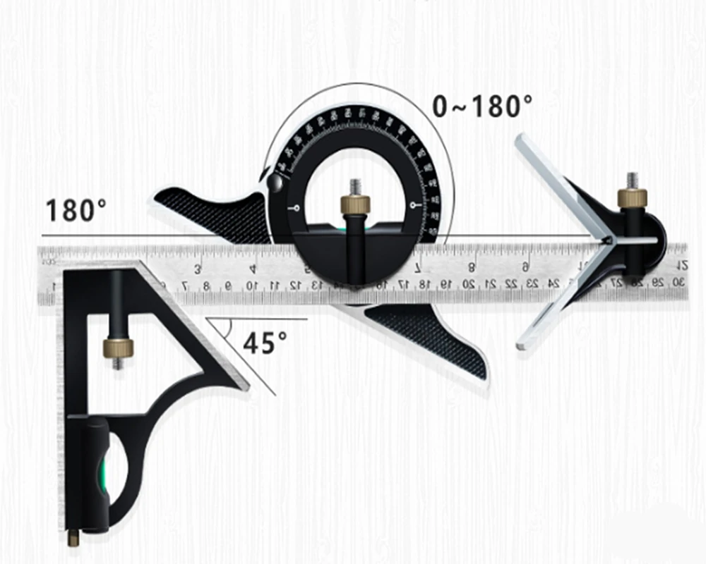 Adjustable Multi Combination Square Angle Ruler - 300mm Universal Measuring Set