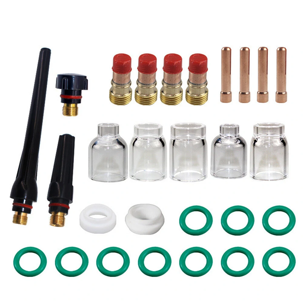 Pyrex TIG Welding Torch Gas Lens Kit - 28PCS #4-#8 Cup Set for Precision & Visibility