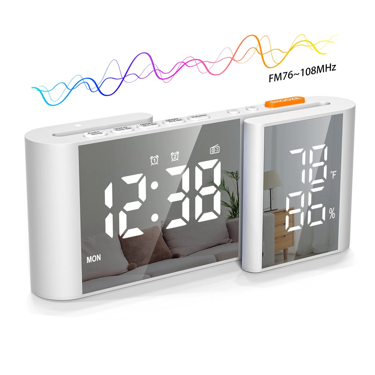 Multi-Function LED Clock - Dual Alarm, FM Radio, Hygrometer & USB Charging
