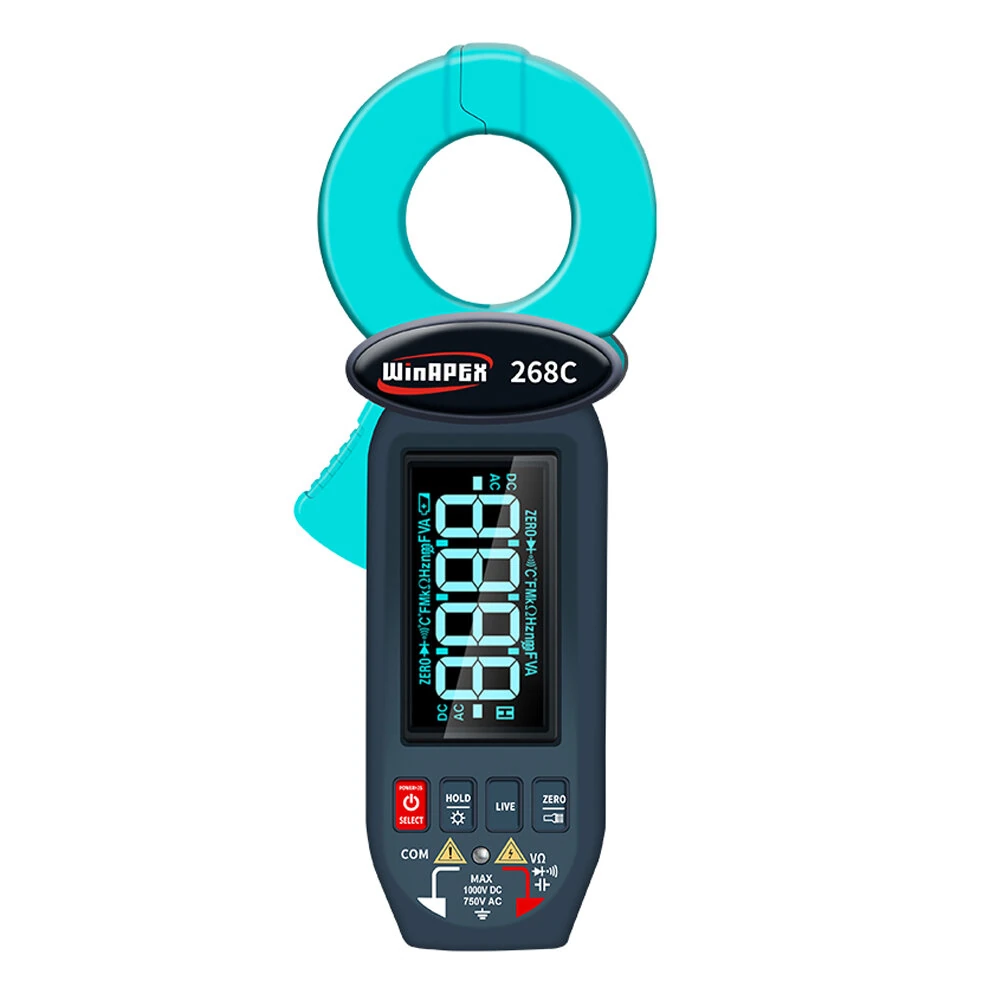 WinAPEX 268C Leakage Current Tester Clamp Meter | 60mA-100A AC | Type-C Rechargeable & Backlit LCD