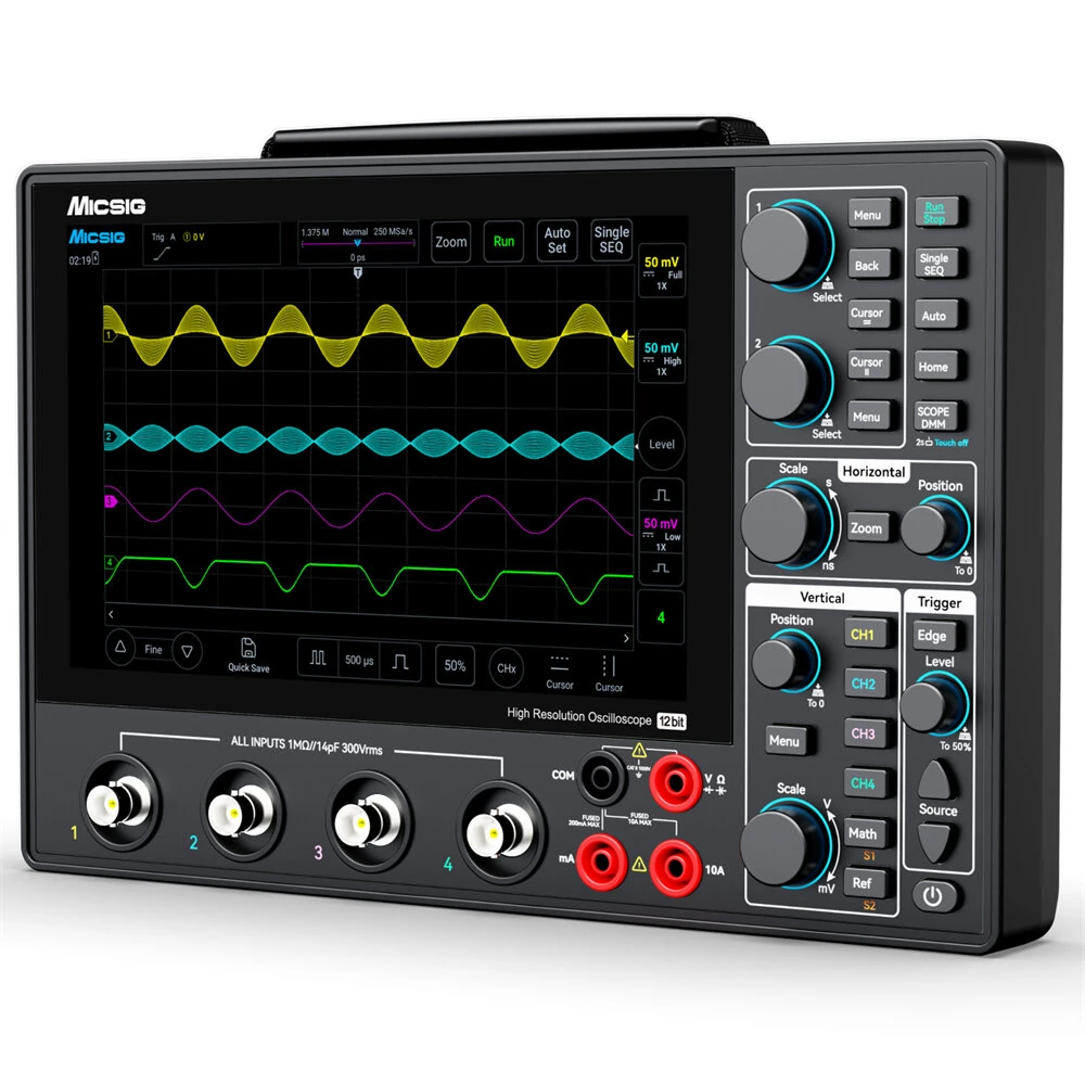 Micsig MHO14 Tablet Oscilloscope | 4 Channel 200MHz 1GSa/s | 12-bit Portable Touchscreen