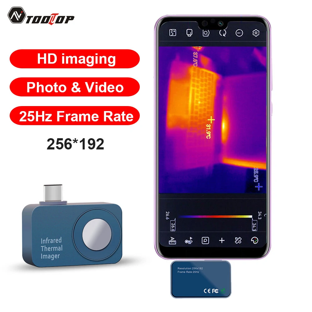 AVTOOLTOP T7 Thermal Imager | 256x192 IR Resolution | 25Hz, IP54, Lightweight