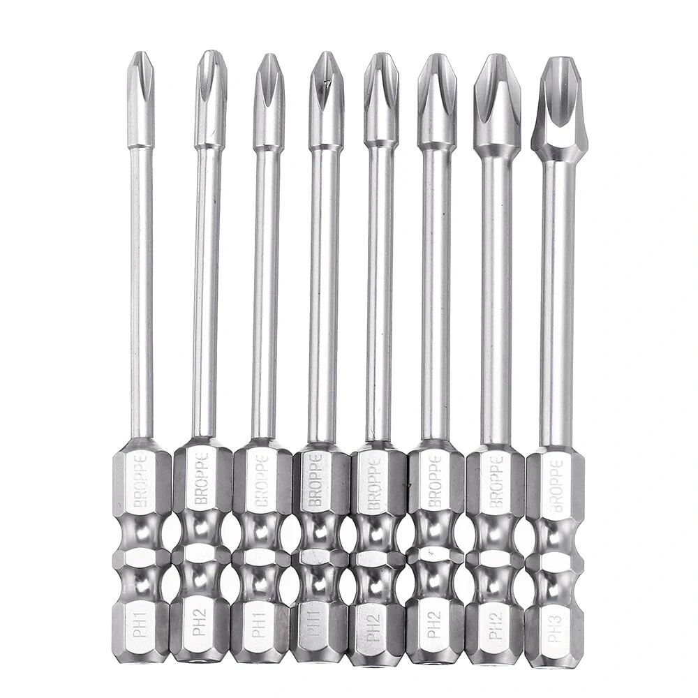 BROPPE 10Pcs Phillips Screwdriver Bit - 75mm Length S2 High Torque Magnetic