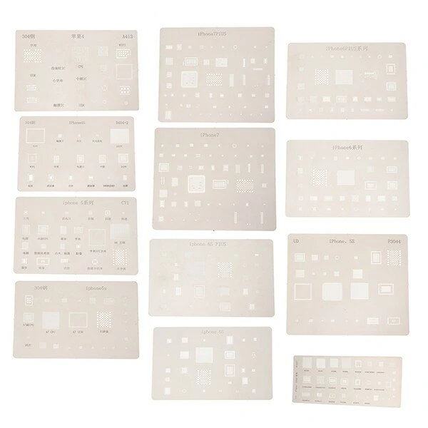 12pcs IC Chip BGA Reballing Stencil Kit | iPhone 4-7 Plus & iPad & SE