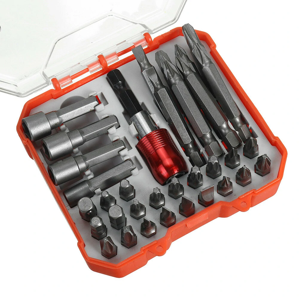 Hi-Spec 34Pcs 1/4 Shank Screwdriver Bit Set | Chromium Vanadium Sleeve Set