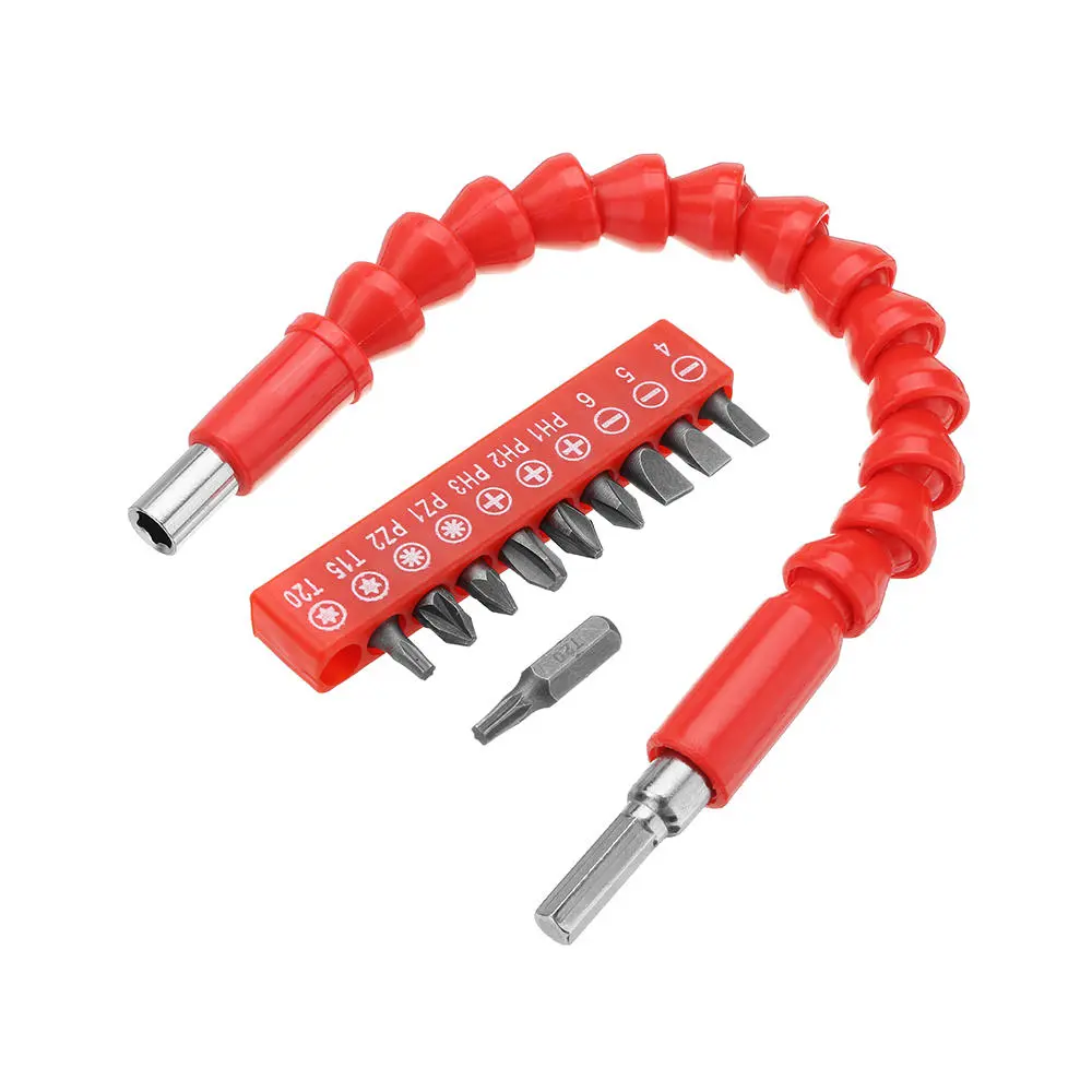 Drillpro 300mm Flexible Shaft | 10pc Screwdriver Bits & Extension Rod for Drill