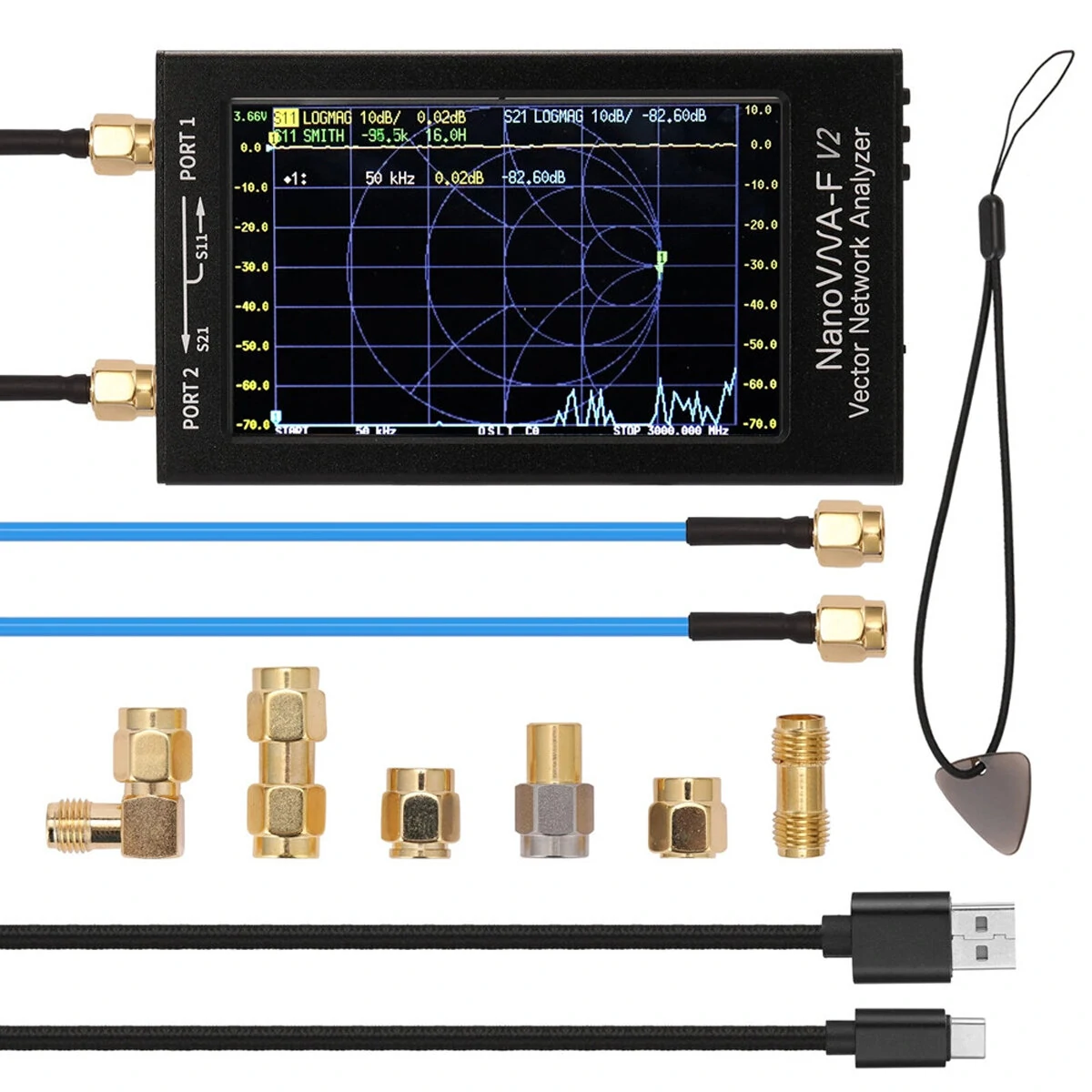 NanoVNA-F V2 Vector Network Analyzer | 50kHz-3GHz | 4.3 IPS Display | HF VHF UHF